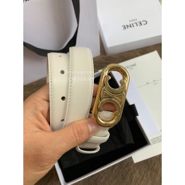Celine Fashion Leather Gold Buckle 25mm Belts For Women White