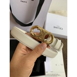 Celine Fashion Leather Gold Buckle 25mm Belts For Women White