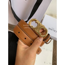 Celine Fashion Leather Gold Buckle 25mm Belts For Women Brown