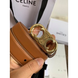 Celine Fashion Leather Gold Buckle 25mm Belts For Women Brown