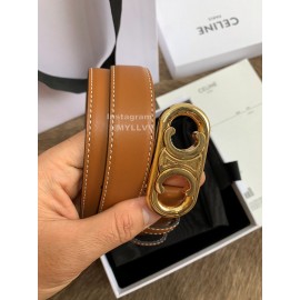 Celine Fashion Leather Gold Buckle 25mm Belts For Women Brown