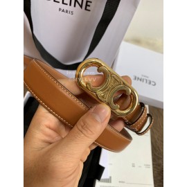 Celine Fashion Leather Gold Buckle 25mm Belts For Women Brown