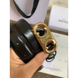 Celine Fashion Black Leather Gold Buckle 25mm Belts For Women