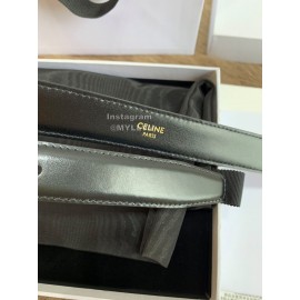 Celine Fashion Black Leather Gold Buckle 25mm Belts For Women