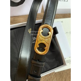 Celine Fashion Black Leather Gold Buckle 25mm Belts For Women