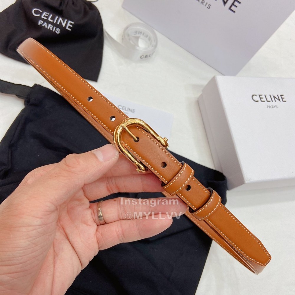 Celine Smooth Calf Gold Pin Buckle Belts Brown
