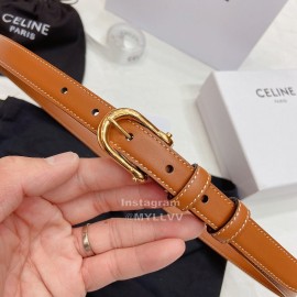 Celine Smooth Calf Gold Pin Buckle Belts Brown