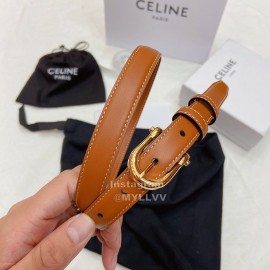Celine Smooth Calf Gold Pin Buckle Belts Brown