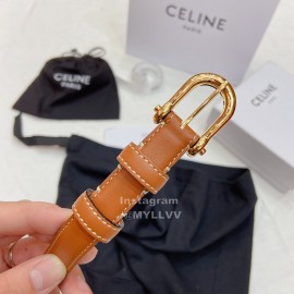 Celine Smooth Calf Gold Pin Buckle Belts Brown