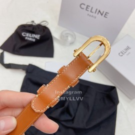Celine Smooth Calf Gold Pin Buckle Belts Brown