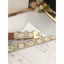 Celine White Printed Leather Gold Buckle 25mm Belts 
