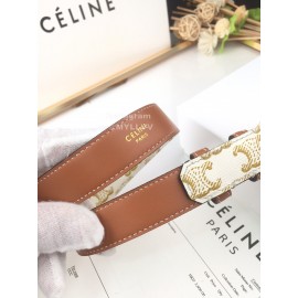 Celine White Printed Leather Gold Buckle 25mm Belts 