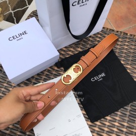 Celine Soft Brown Calf Gold Buckle 25mm Belts For Women