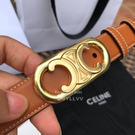 Celine Soft Brown Calf Gold Buckle 25mm Belts For Women