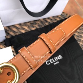 Celine Soft Brown Calf Gold Buckle 25mm Belts For Women