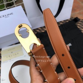 Celine Soft Brown Calf Gold Buckle 25mm Belts For Women