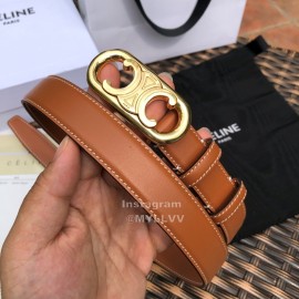 Celine Soft Brown Calf Gold Buckle 25mm Belts For Women