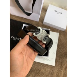 Celine Black Leather Electroplated Buckle 25mm Bel..