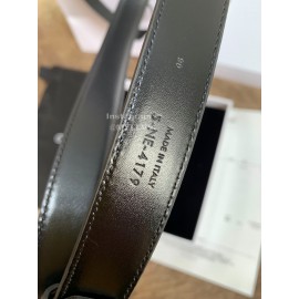 Celine Elegant Black Leather Gold Buckle 25mm Belts For Women