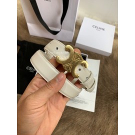 Celine Elegant Leather Gold Buckle 25mm Belts For Women White