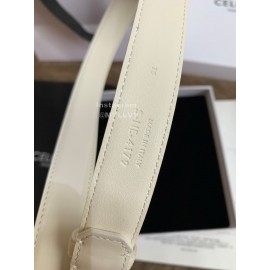 Celine Elegant Leather Gold Buckle 25mm Belts For Women White
