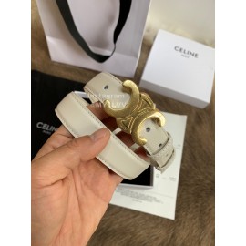 Celine Elegant Leather Gold Buckle 25mm Belts For Women White