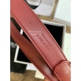Celine Elegant Leather Gold Buckle 25mm Belts For Women Wine Red
