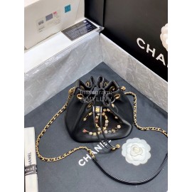 Chanel 2020 Camellia Rivet Logo Bucket Bag