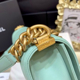 Chanel Classic Bodin-Joyeux Sheepskin Le Boy Flip Chain Bag Avocado Green Small