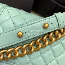Chanel Classic Bodin-Joyeux Sheepskin Le Boy Flip Chain Bag Avocado Green Small