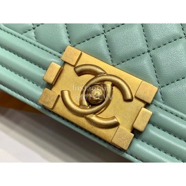 Chanel Classic Bodin-Joyeux Sheepskin Le Boy Flip Chain Bag Avocado Green Small