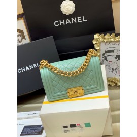 Chanel Classic Bodin-Joyeux Sheepskin Le Boy Flip Chain Bag Avocado Green Small