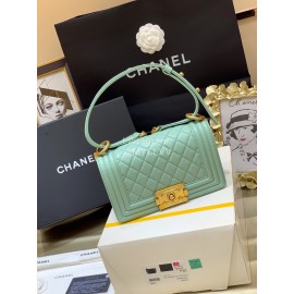 Chanel Classic Bodin-Joyeux Sheepskin Le Boy Flip Chain Bag Avocado Green Small