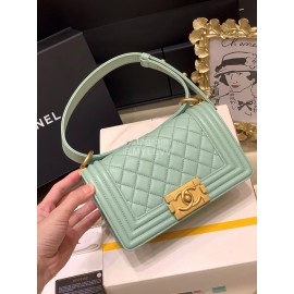 Chanel Classic Bodin-Joyeux Sheepskin Le Boy Flip Chain Bag Avocado Green Small