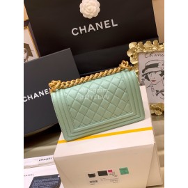 Chanel Classic Bodin-Joyeux Sheepskin Le Boy Flip Chain Bag Avocado Green Small