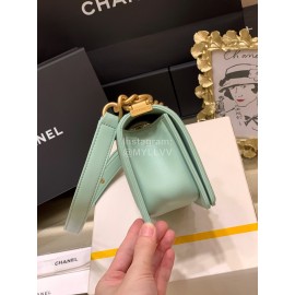 Chanel Classic Bodin-Joyeux Sheepskin Le Boy Flip Chain Bag Avocado Green Small