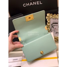 Chanel Classic Bodin-Joyeux Sheepskin Le Boy Flip Chain Bag Avocado Green Small