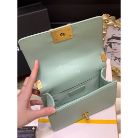 Chanel Classic Bodin-Joyeux Sheepskin Le Boy Flip Chain Bag Avocado Green Small