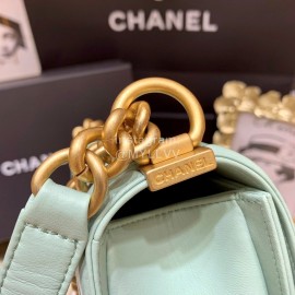 Chanel Classic Bodin-Joyeux Sheepskin Le Boy Flip Chain Bag Avocado Green Medium