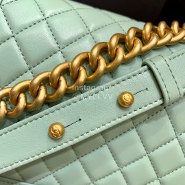 Chanel Classic Bodin-Joyeux Sheepskin Le Boy Flip Chain Bag Avocado Green Medium