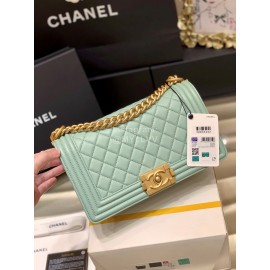Chanel Classic Bodin-Joyeux Sheepskin Le Boy Flip Chain Bag Avocado Green Medium