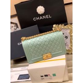 Chanel Classic Bodin-Joyeux Sheepskin Le Boy Flip Chain Bag Avocado Green Medium