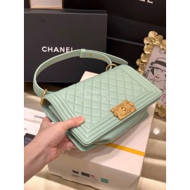 Chanel Classic Bodin-Joyeux Sheepskin Le Boy Flip Chain Bag Avocado Green Medium