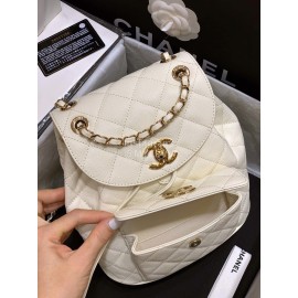 Chanel 2020 Classic Leather Double Backpack White As1371