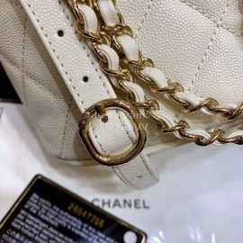 Chanel 2020 Classic Leather Double Backpack White As1371