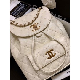 Chanel 2020 Classic Leather Double Backpack White As1371