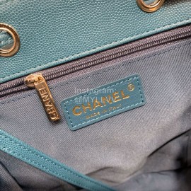 Chanel 2020 Classic Leather Double Backpack Blue As1371