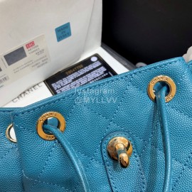 Chanel 2020 Classic Leather Double Backpack Blue As1371