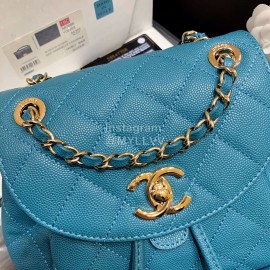 Chanel 2020 Classic Leather Double Backpack Blue As1371