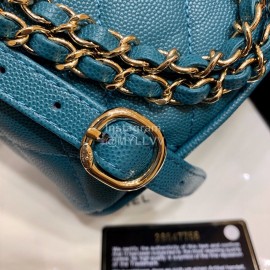 Chanel 2020 Classic Leather Double Backpack Blue As1371